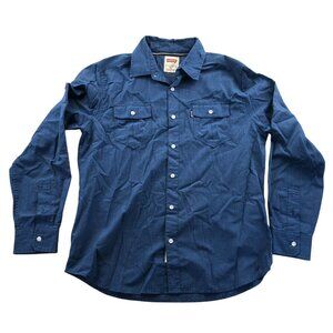 Levis Mens Denim Shirt Medium Blue Modern Fit Long Sleeve Button Up Casual